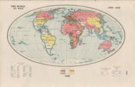 WW1 The World At War 1914-1918 Coloured Antique Map 1922.