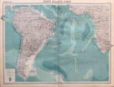 Antique Map South Atlantic Ocean Brazil Argentina Columbia Bolivia Peru.
