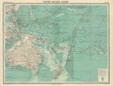 Antique Map South Pacific Ocean Australia New Zealand Solomons.