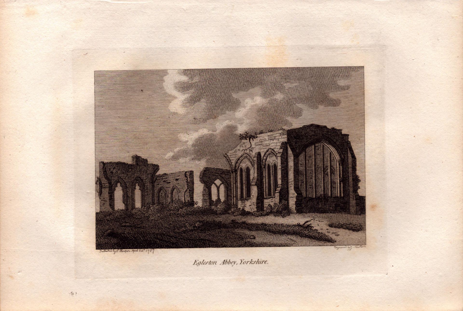 Eggleston Abbey Yorkshire Grose Antique 1787 Copper Engraving.