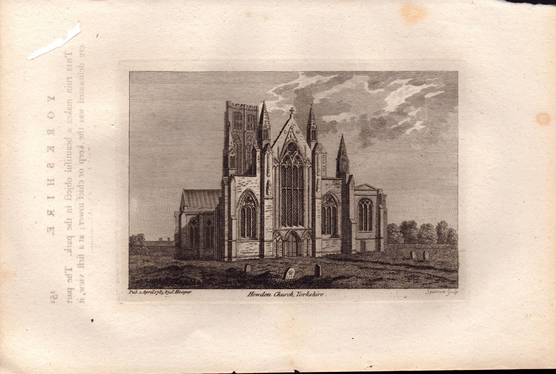 Howden Church Yorkshire Grose Antique 1785 Copper Engraving.