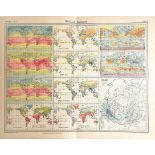 Antique John Bartholomew The World Climate Large Coloured Map.