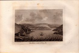 Fowley Town & Haven Cornwall F. Grose Antique 1787 Copper Engraving.