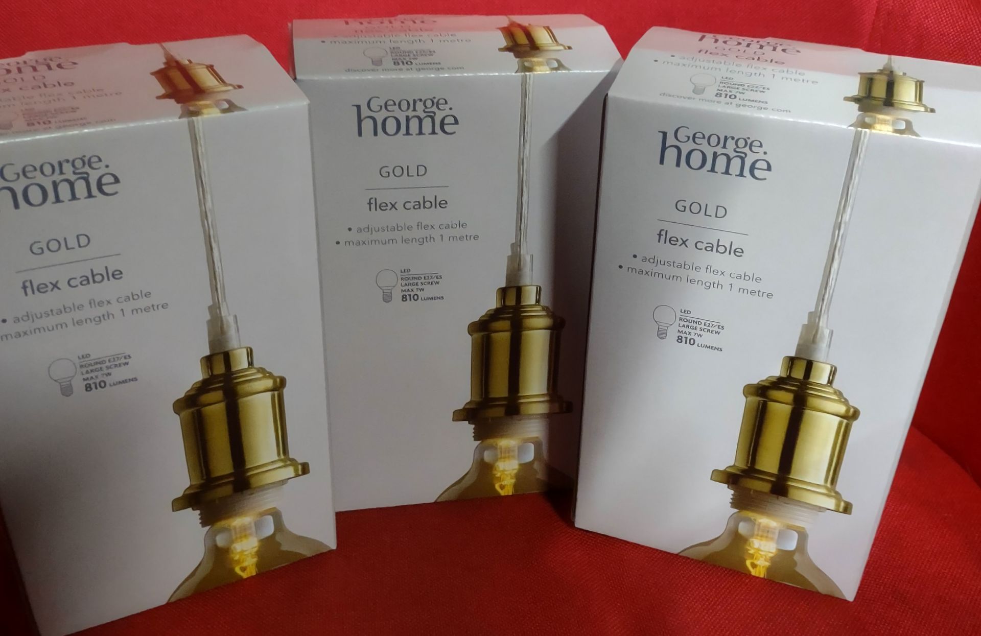 3 x George Home Gold Flex Cable Light Fixture. RRP £30 - Grade A