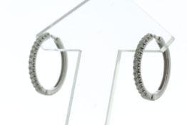 18ct White Gold Claw Set Hoop Diamond Earring 0.52 Carats