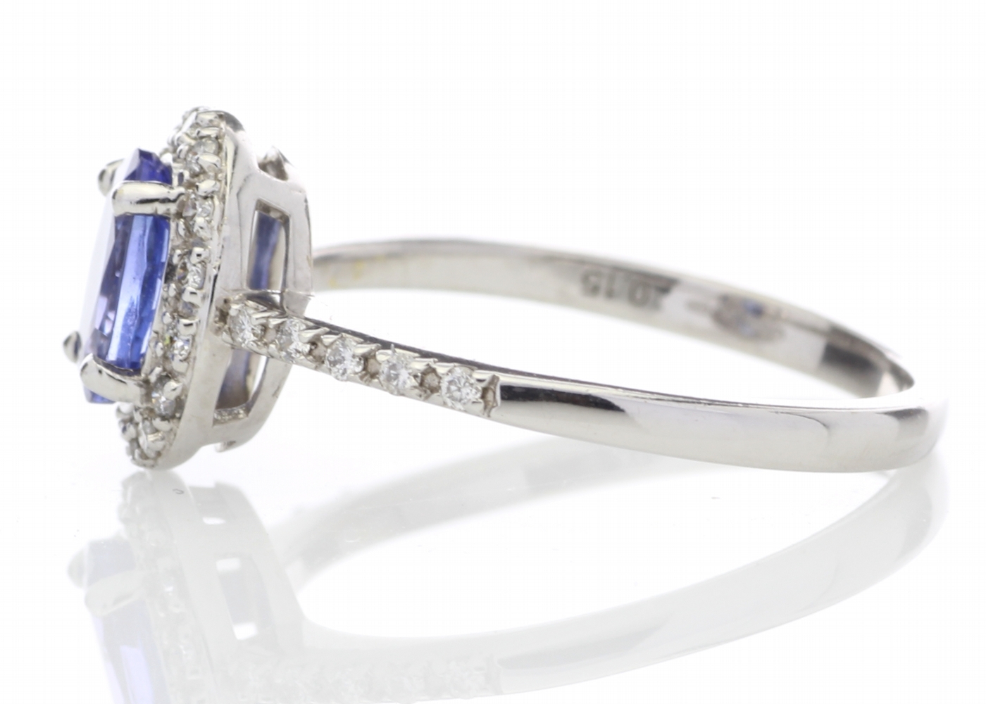 18ct White Gold Diamond and Tanzanite Halo Setting Ring 0.15 Carats - Image 2 of 5