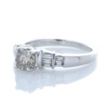 18ct White Gold Single Stone With Stone Set Shoulders Diamond Ring 0.84 Carats