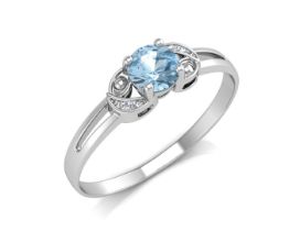 9ct White Gold Fancy Cluster Diamond and Blue Topaz Ring (BT0.35) 0.01 Carats