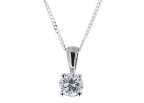 9ct White Gold Single Stone Wire Set Diamond Pendant 0.40 Carats