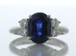 Platinum Oval Sapphire and Diamond Ring (S4.20) 0.36 Carats