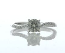 18ct White Gold Single Stone Claw Set With Stone Set Shoulders Diamond Ring (0.60) 0.74 Carats