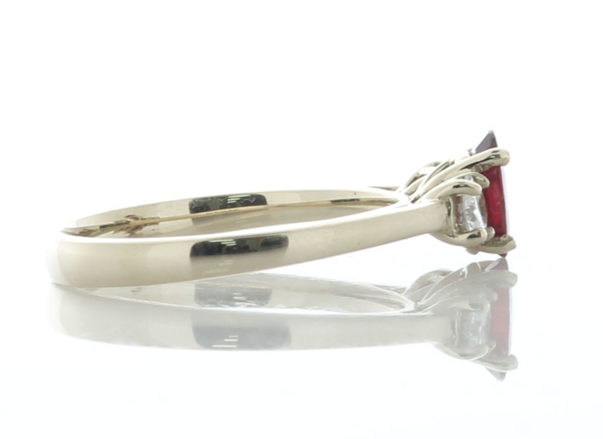 Title: 18ct Yellow Gold Three Stone Oval Cut Diamond and Ruby Ring (R0 ...