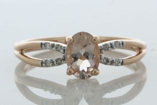 9ct Rose Gold Diamond and Morganite Ring (M0.59) 0.03 Carats