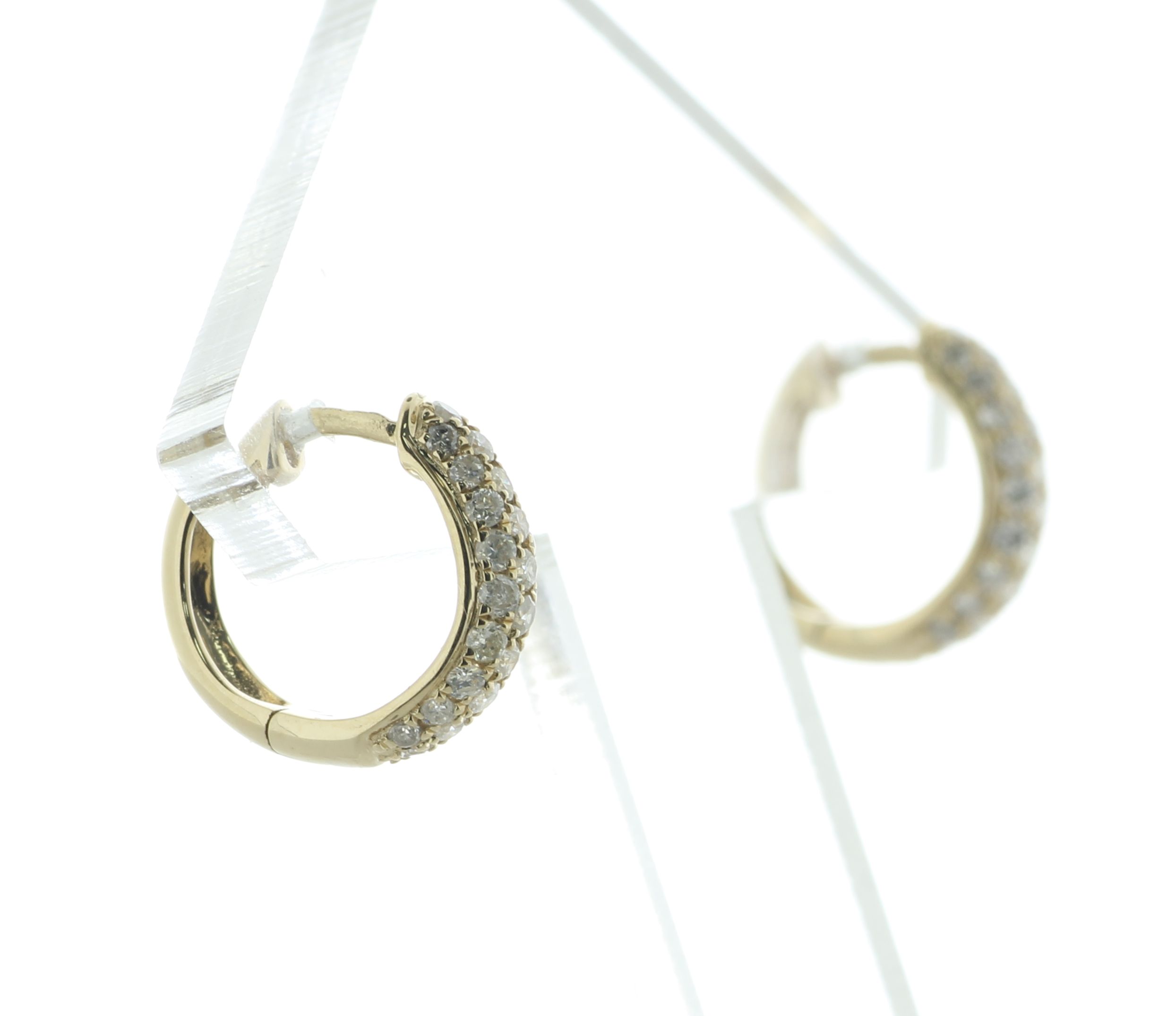 14ct Yellow Gold Semi Eternity Diamond Hoop Earring 0.55 Carats - Image 6 of 8