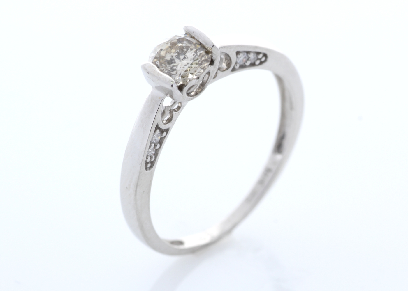 18ct White Gold Single Stone With Stone Set Shoulders Diamond Ring 0.60 Carats