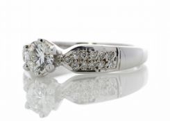 18ct White Gold Single Stone Claw Set With Stone Set Shoulders Diamond Ring (0.54) 0.76 Carats