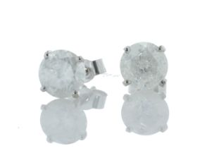 9ct White Gold Single Stone Wire Set Diamond Earring 2.04 Carats