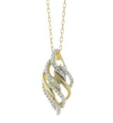 9ct Yellow Gold Drop Cluster Diamond Pendant and Chain 0.20 Carats