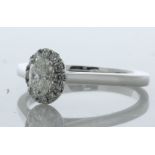 18ct White Gold Oval Cut Halo Diamond Ring (0.42) 0.57 Carats