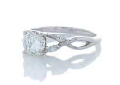 18ct White Gold Single Stone Diamond Ring With Marquise Set Shoulders (1.00) 1.16 Carats