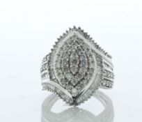 10ct White Gold Fancy Cluster Diamond Ring 2.00 Carats