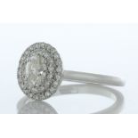 18ct White Gold Single Stone With Halo Setting Ring (0.43) 0.62 Carats