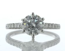 18ct White Gold Single Stone With Stone Set Shoulders Diamond Ring (1.56) 1.85 Carats
