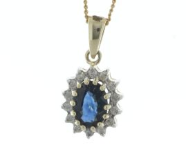 9ct Yellow Gold Diamond and Sapphire Pendant (S1.00) 0.14 Carats