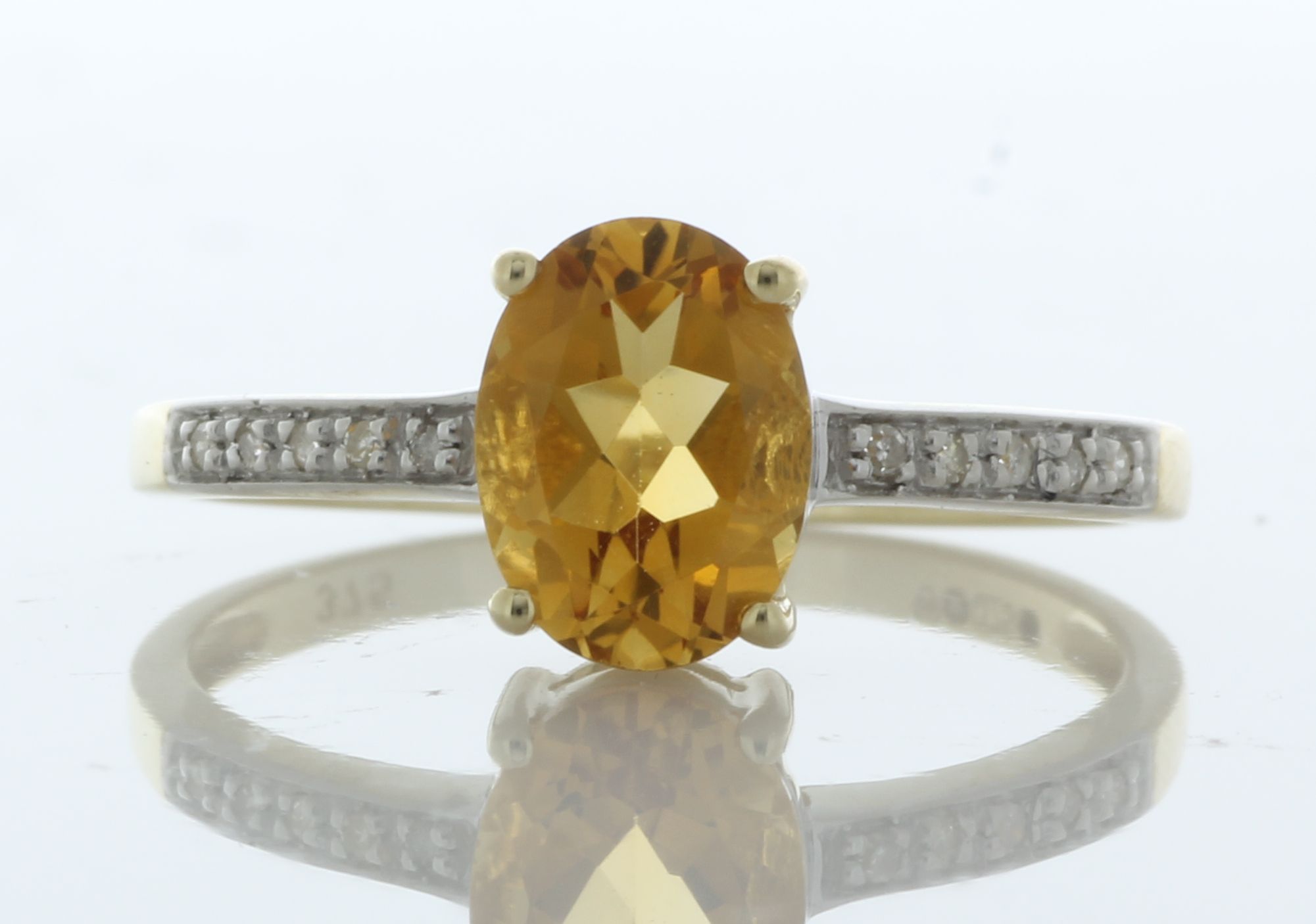 9ct Yellow Gold Diamond and Citrine Ring (C1.09) 0.04 Carats