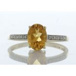 9ct Yellow Gold Diamond and Citrine Ring (C1.09) 0.04 Carats