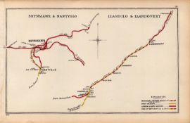 Brynmawr, & Llandovery Wales Antique Railway Junction Map-99.