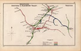 Sheffield Brightside Treeton Yorkshire Antique Railway Junction Map-67.