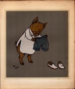 Cecil Aldin Merry Party Rare Antique Book Plate “ Pig Chef Getting Ready To Cook""