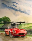 Jaguar Nostalgic Iconic Red E-Type Large Metal Wall Art