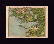Galway & Connemara Ireland Coloured Mounted Antique Map.