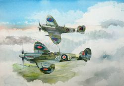 RAF WW2 Spitfires In Flight Nostalgic Large Metal War Art
