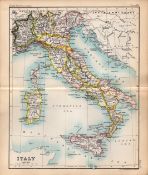 Italy Rome Naples Sicily Double Sided Victorian Antique 1896 Map.