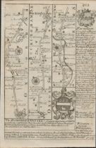 Britannia Depicta E Bowen c1730 Map Oxford Buckingham, Bedford, Cambridge.