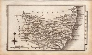 Suffolk Antique Copper Engraved George IV Map by Sidney Hall.