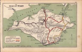 The Isle Of Wight Cowes Ryde Sandown Antique Railway Diagram -135.
