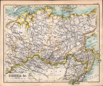 Siberia Area Double Sided Victorian Antique 1896 Map.