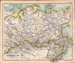 Siberia Area Double Sided Victorian Antique 1896 Map.