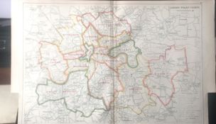Bacons Rare London & Suburbs London Courts Bus & Tram Routes Map.