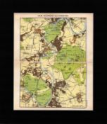 London District Kew, Richmond & Kingston Mounted Antique Map.