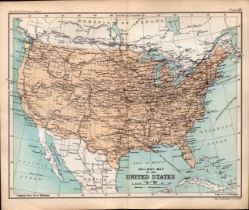 USA Railway Routes Double Sided Coloured Victorian Antique 1896 Map.
