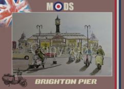 Meeting of The Mods At Brighton Pier Iconic Vintage Scene Large Metal Wall Art