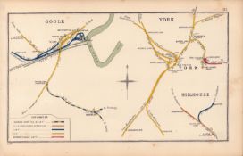Goole York Hillhouse Yorkshire Antique Detailed Railway Diagram-83.