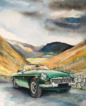 MG Iconic Sports Car Touring The Lake District Large Metal Wall Art