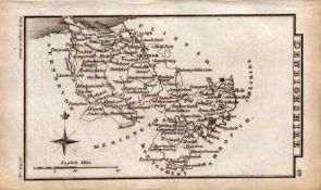 Wales Denbighshire Antique Copper Engraved Map by Sidney Hall.