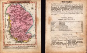 Lincolnshire Engraved Hand Coloured George IV Map & Text.